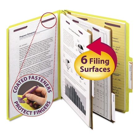 Made-To-Stick Six Section Pressboard Folder with Fastener, Yellow MA3744702